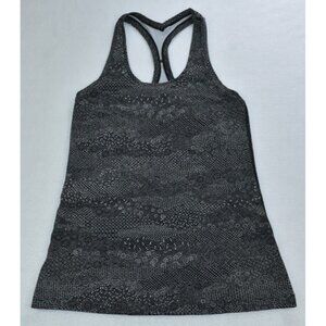 Lululemon Cool Racerback II Nulu Womens Top Size 8 Tank Meisai Print White/Black